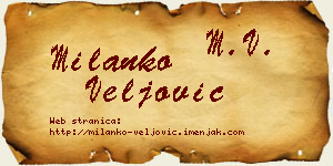 Milanko Veljović vizit kartica